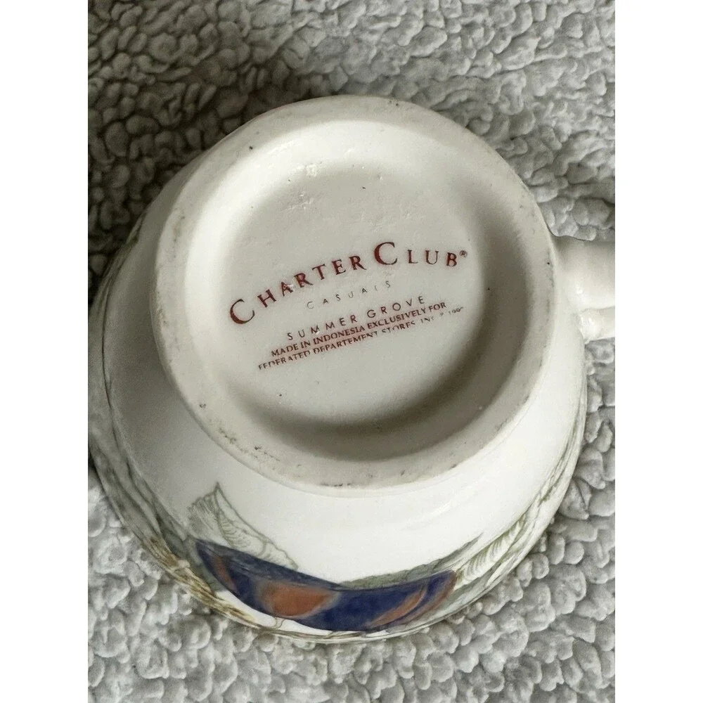 Charter Club Summer Grove Tea Coffee Cup & Saucer Set For One